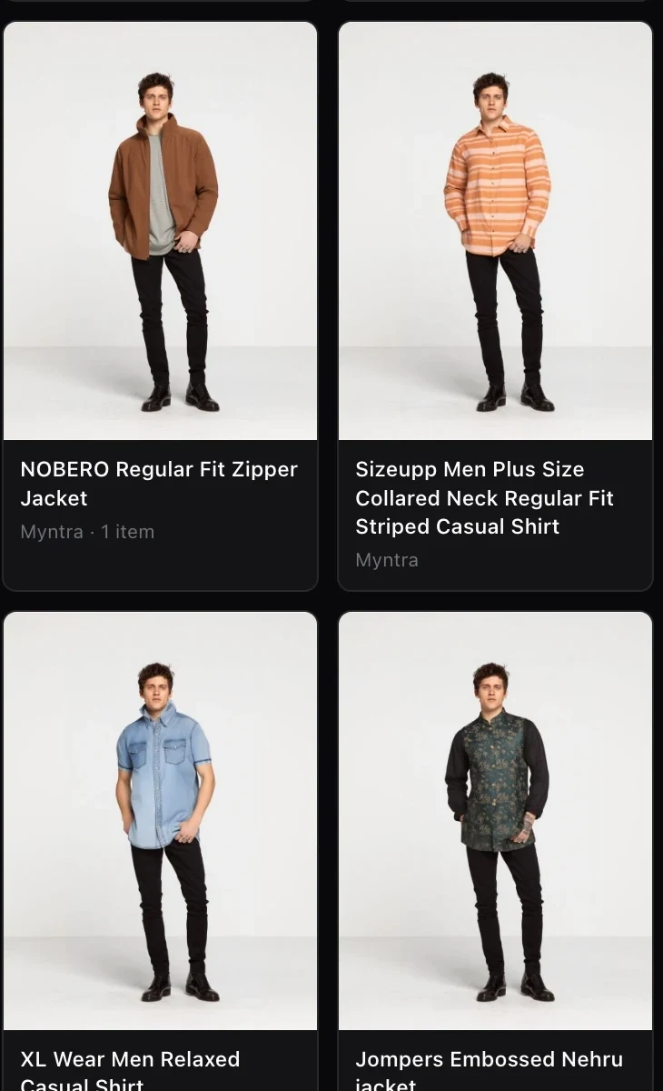 Saved looks — a closer view of the collection grid